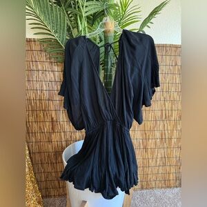 Free People Black Flutter Sleeve Romper